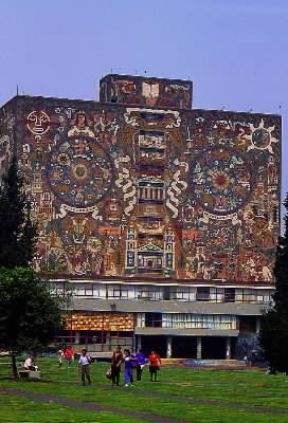 CittÃ  di Messico. La biblioteca centrale della cittÃ  universitaria decorata dai mosaici di J. O'Gorman.De Agostini Picture Library/M. Nascimento